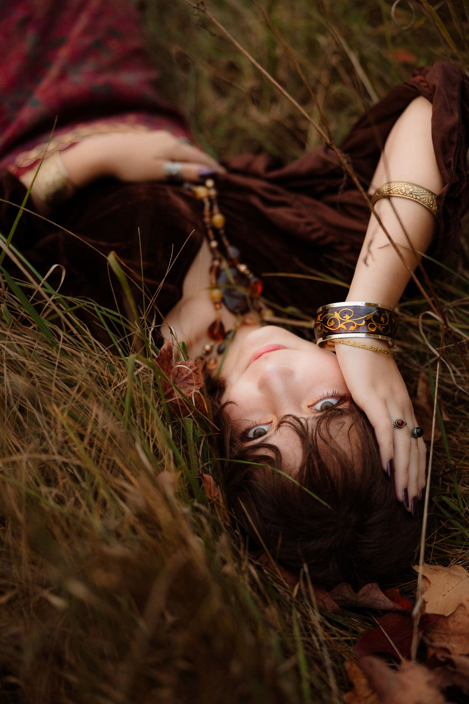 Senior portraits in golden hour field in Marquette, Michigan.