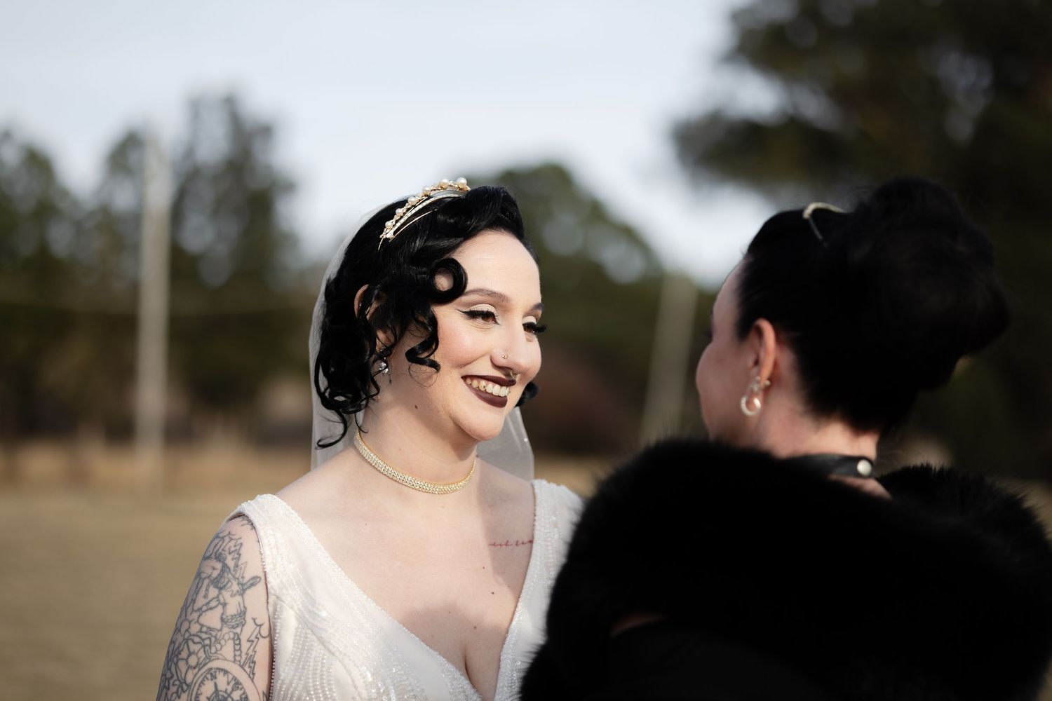 Close-up wedding photography shots in natural outdoor lighting.