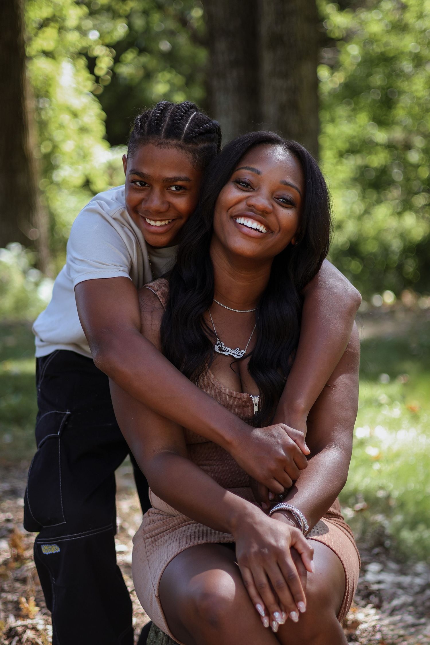 Mother and son at a park