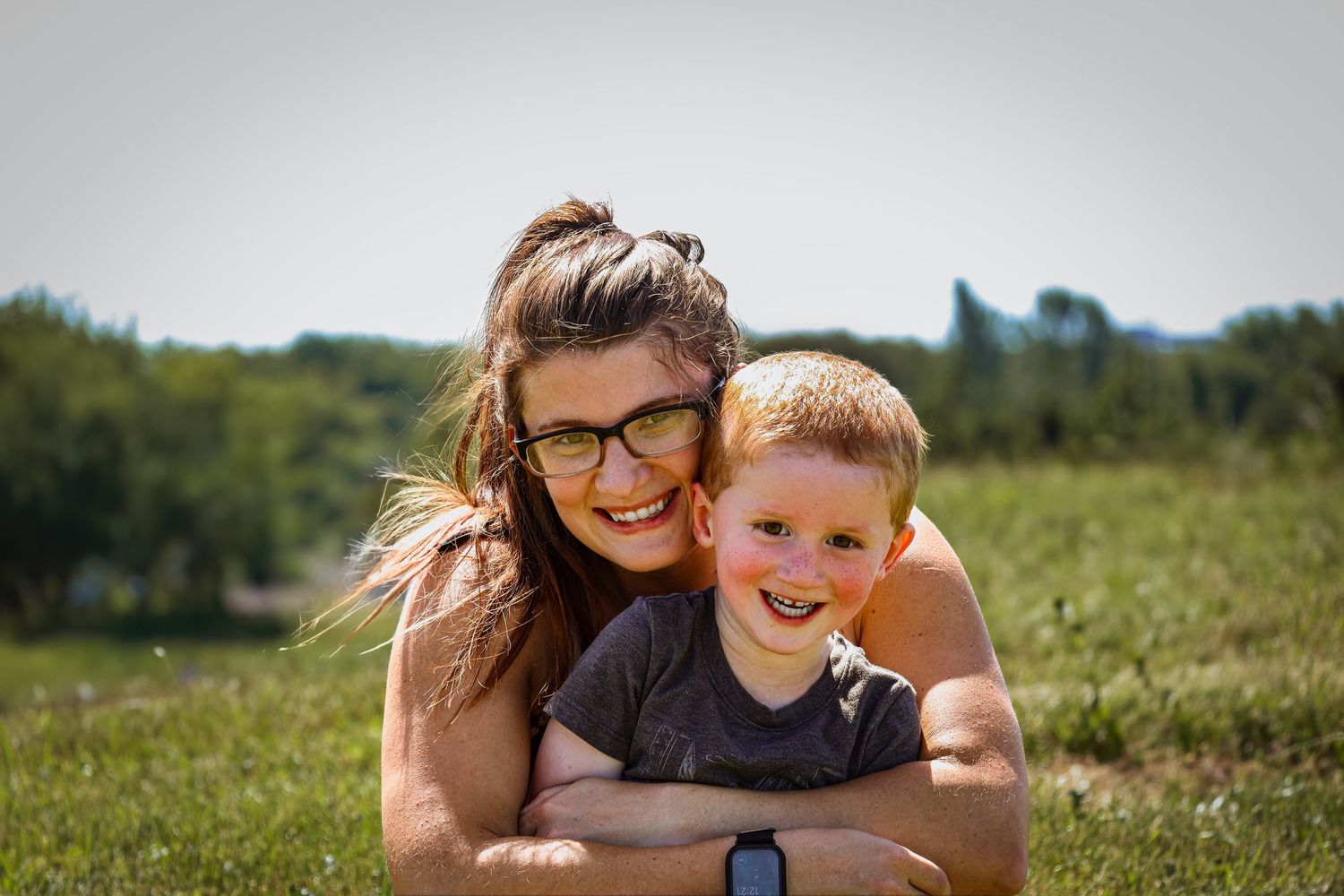 Mother and sun outdoors