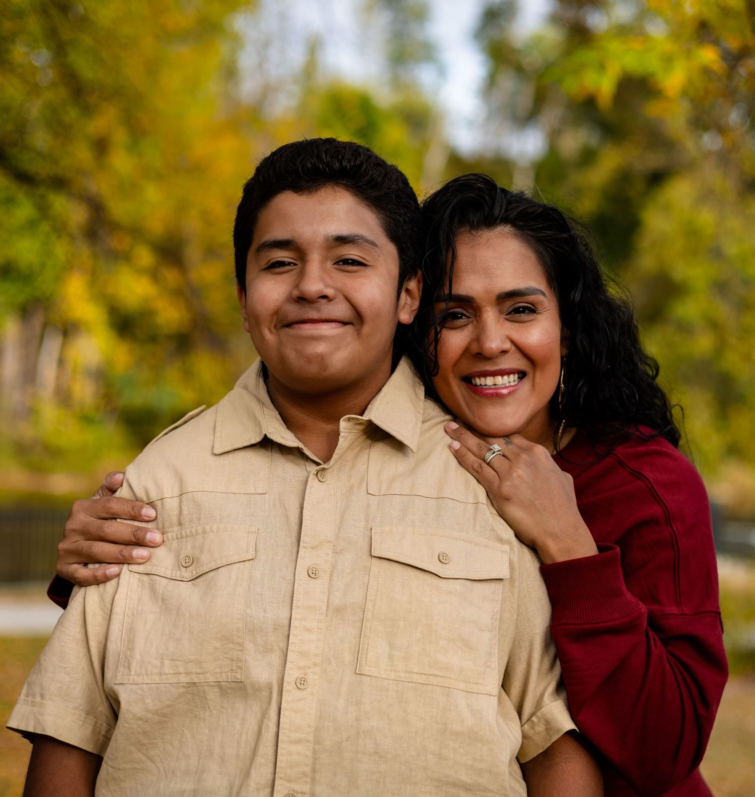 Mother and son in the park