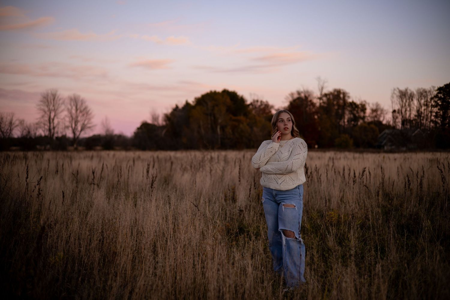 Girl outside in a field