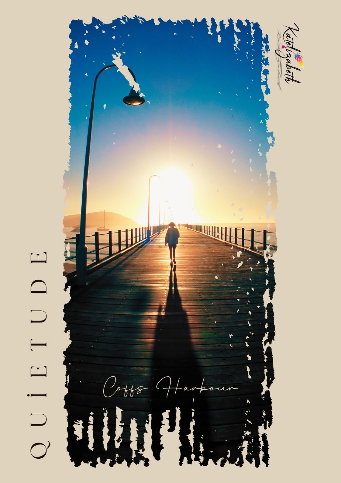 Artistic series showing silhouetted pier walkway at sunset from Coffs Harbour.