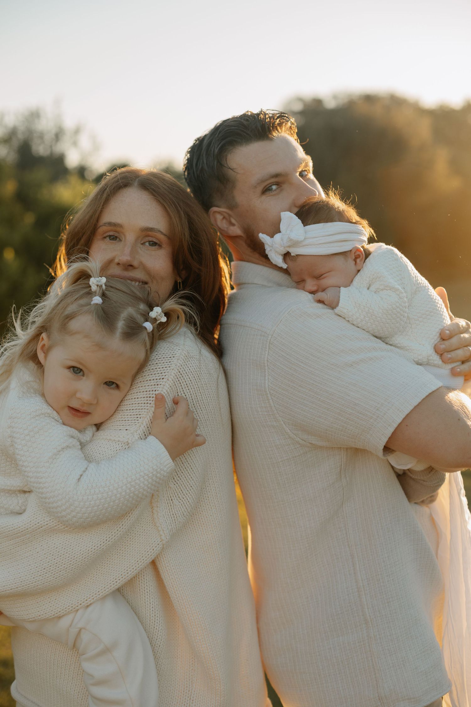 Family outdoors newborn photography