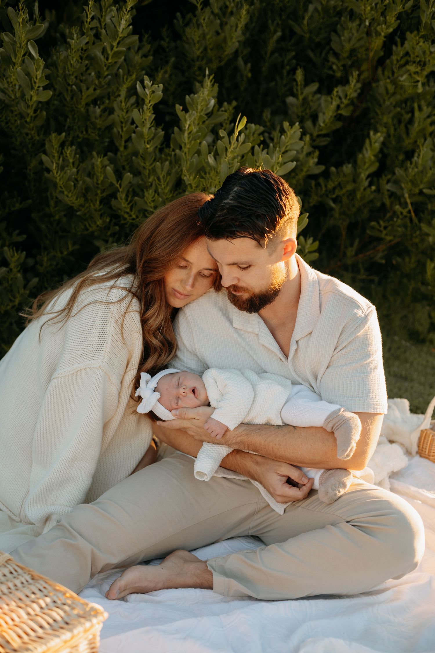 Family outdoors newborn photography