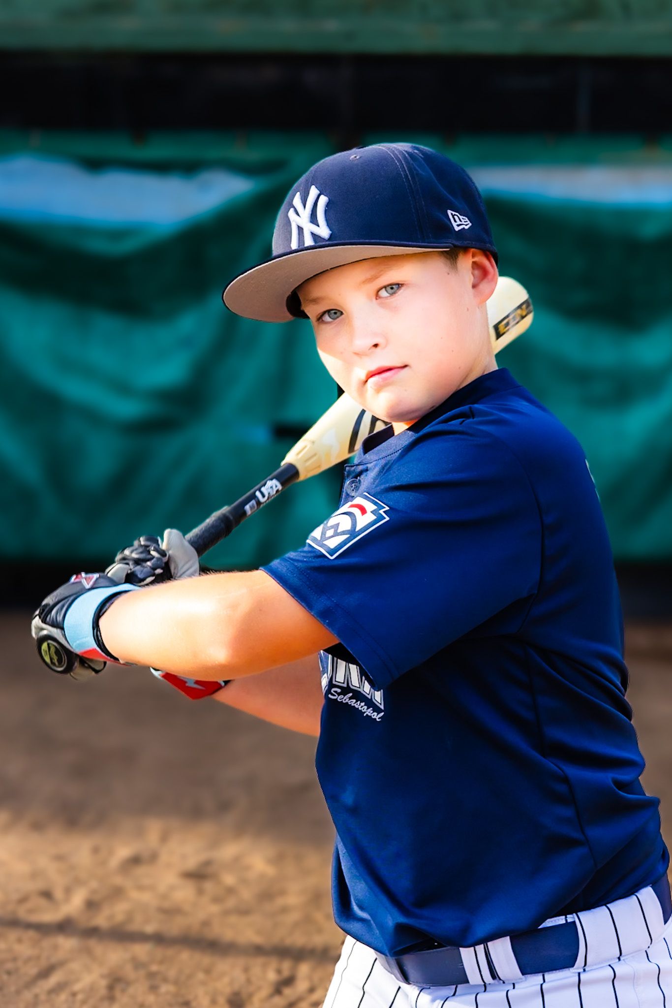 Yankees baseball player in Sebastopol little league by Sonoma county sports photographer smc shots