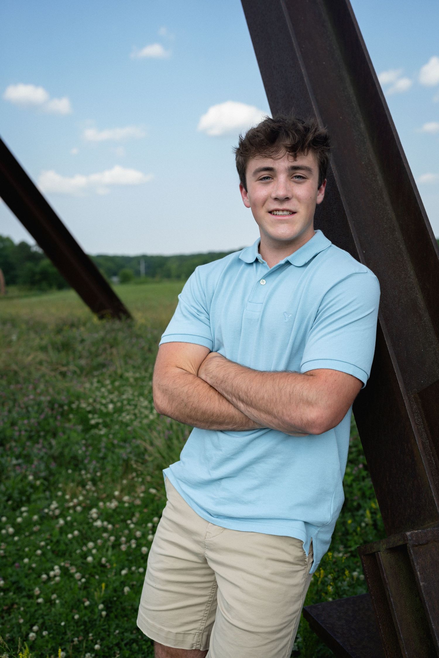 High school senior guy portrait at the North Carolina Museum of Art in Raleigh, NC