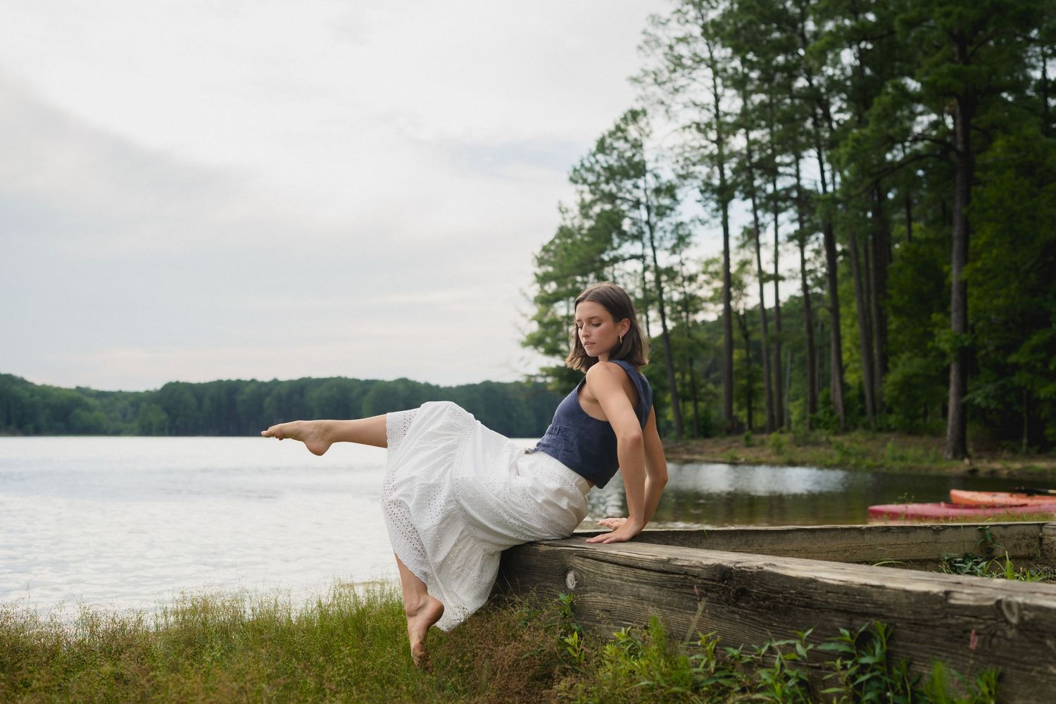 College dancer portrait at lakeside in Raleigh NC by Stephanie Marie Imager