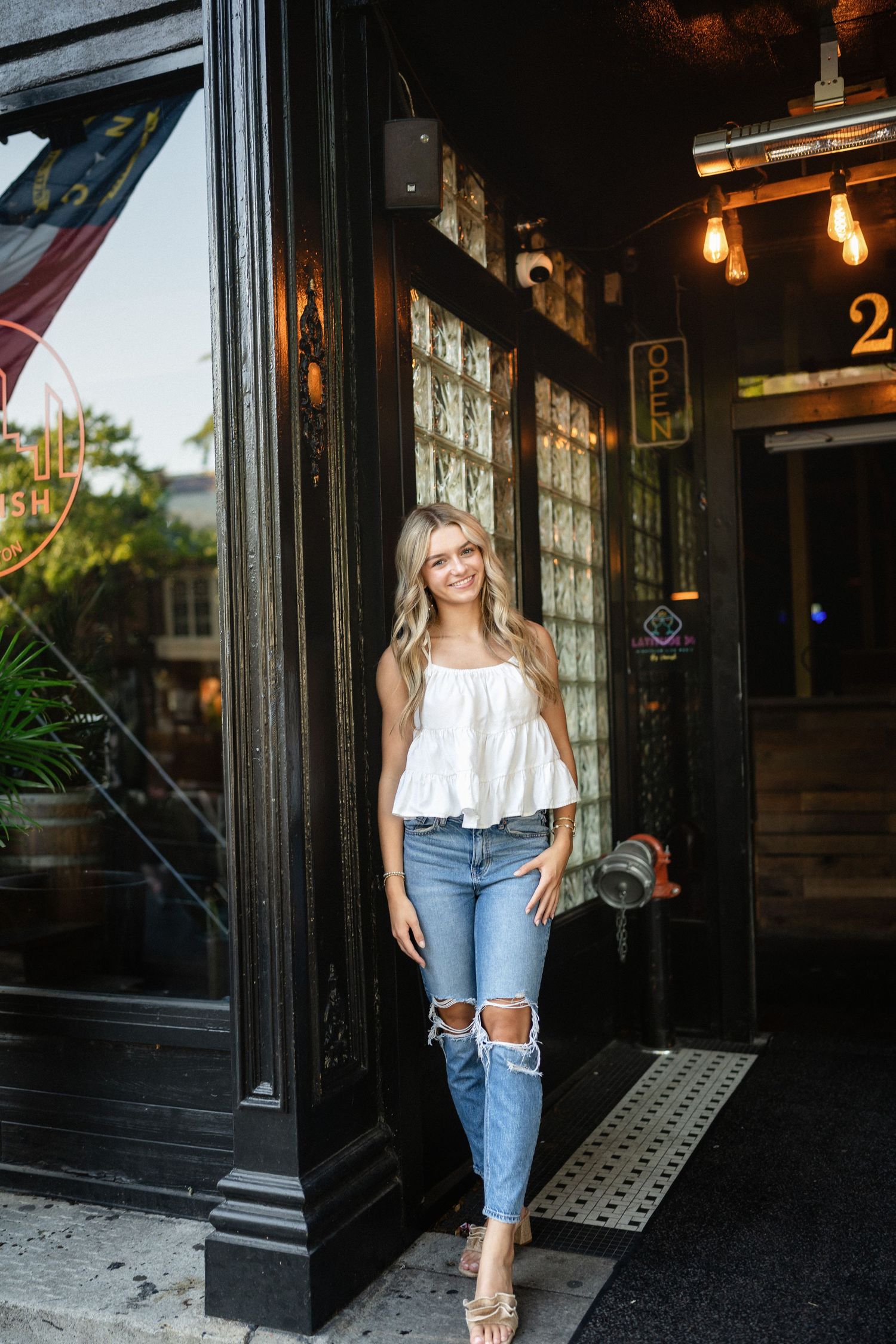 Sydney's senior portrait at a local business in downtown Wilmington, NC