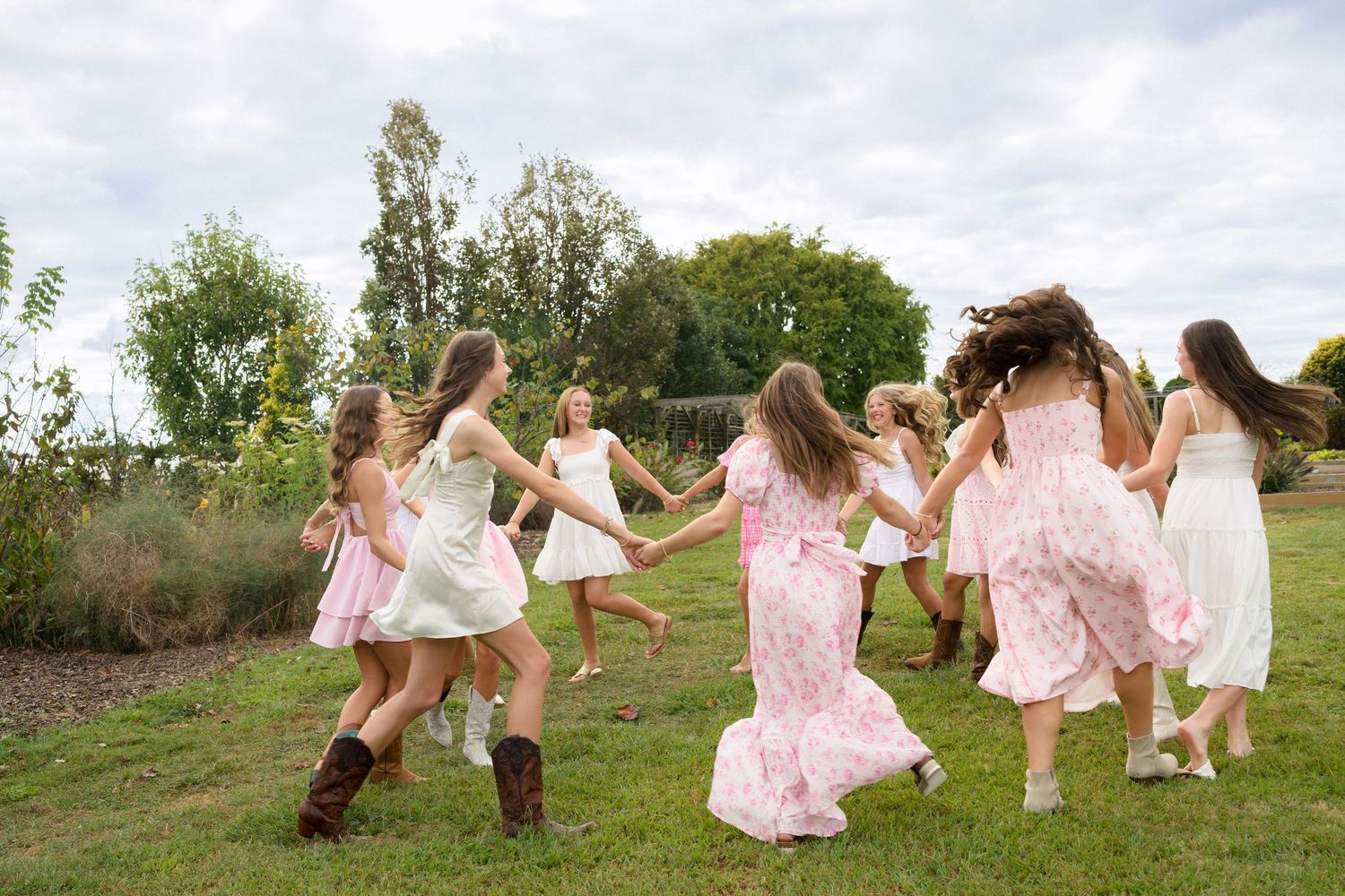 Group portrait from a Raleigh birthday session at JC Raulston Arboretum
