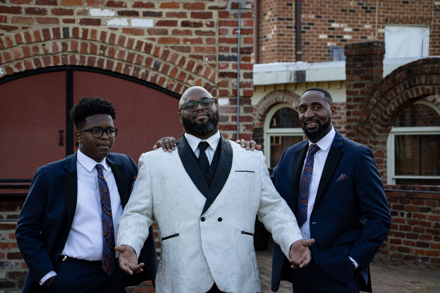Richmond, VA wedding- Groom and his best man and groomsman.