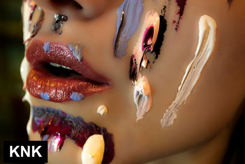 Close-up shots of glossy lips with sparkly glitter makeup and shimmering effects in various angles.