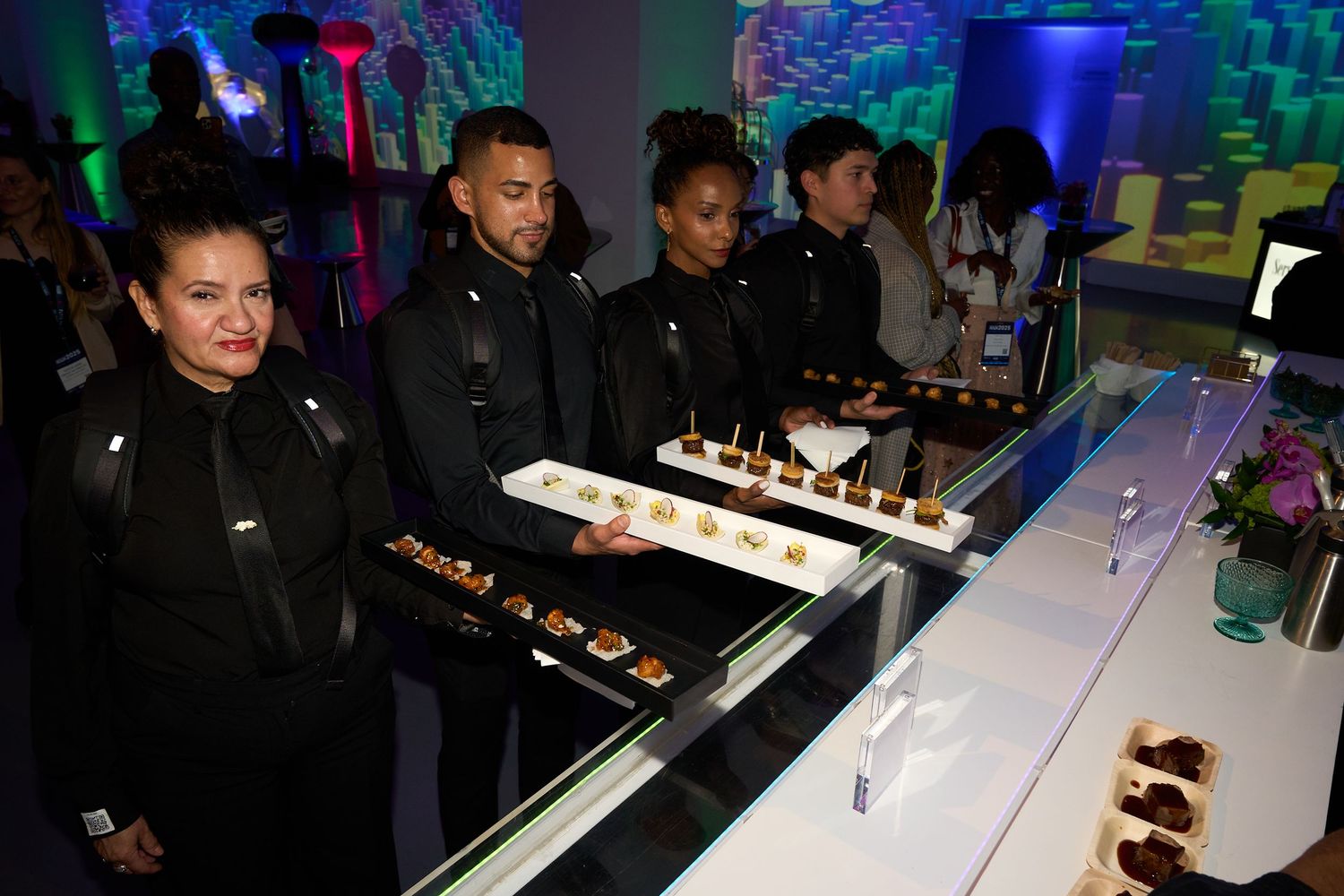 Students participate in an engaging STEM learning activity at a colorful interactive science exhibit.