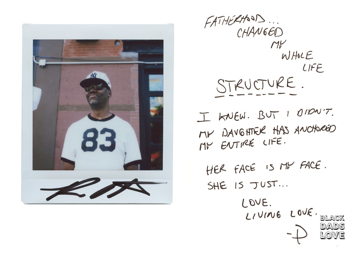 A Polaroid photo shows someone wearing a white jersey with number 83, with handwritten notes on the border.
