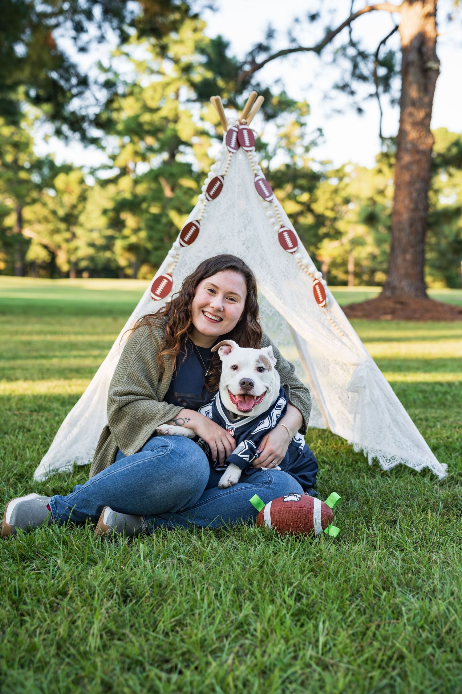 football styled photoshoot in middle Georgia with a white dog