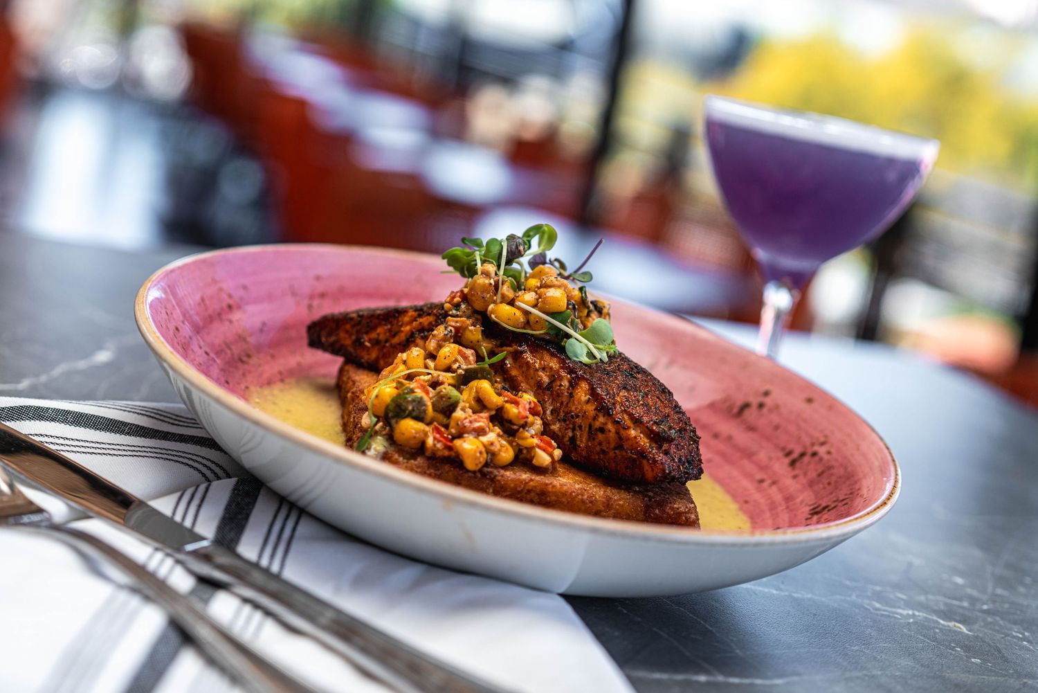 A delicious plate of salmon at the Jazz Kitchen