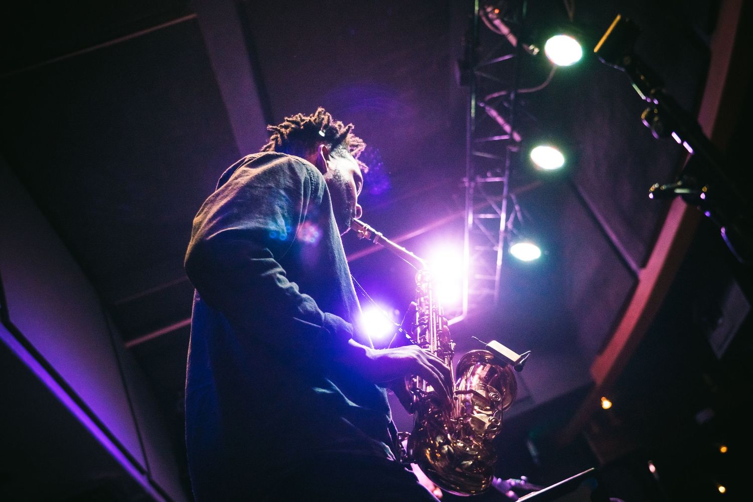 close up of a saxophone player