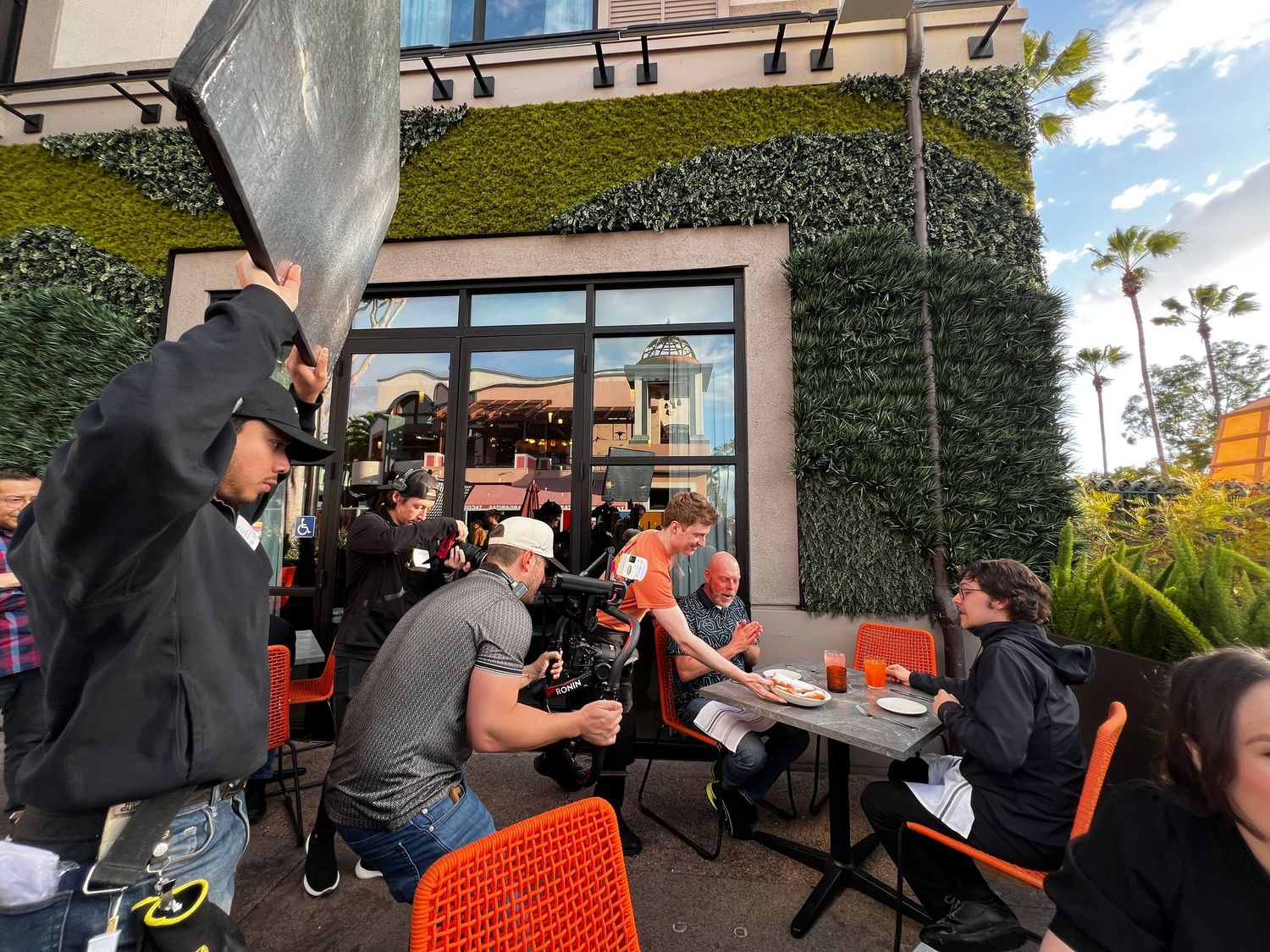 Behind the scenes at a restaurant video shoot