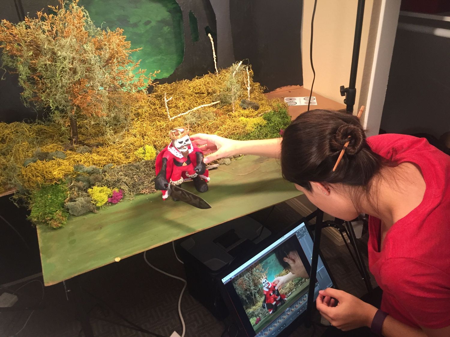 Behind the scenes at a stop motion set