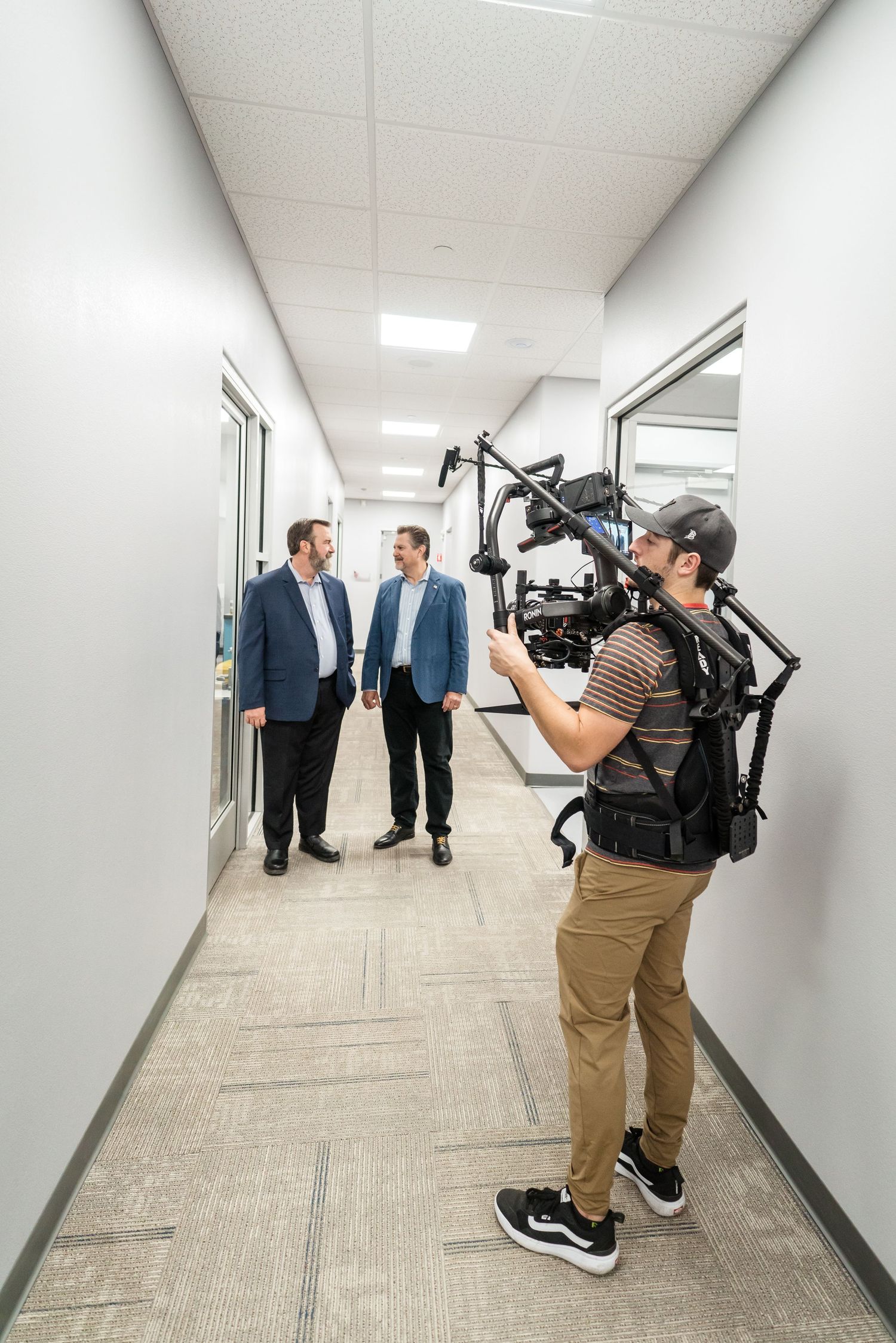 Behind the scenes at an office video shoot with Garrett Gaston