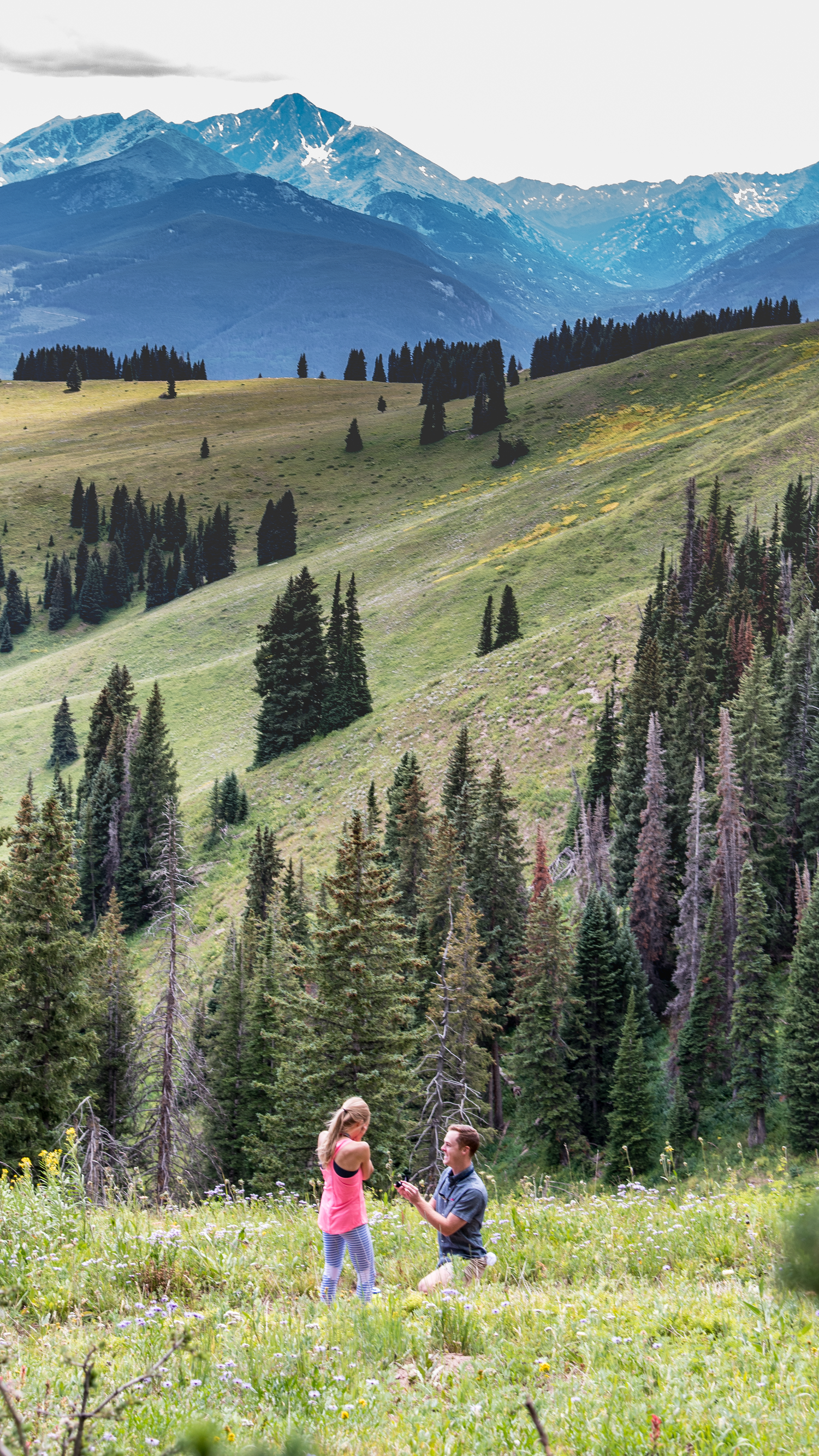 He is down on one during this marriage proposal in Vail, CO. Photographed by a hidden photographer.