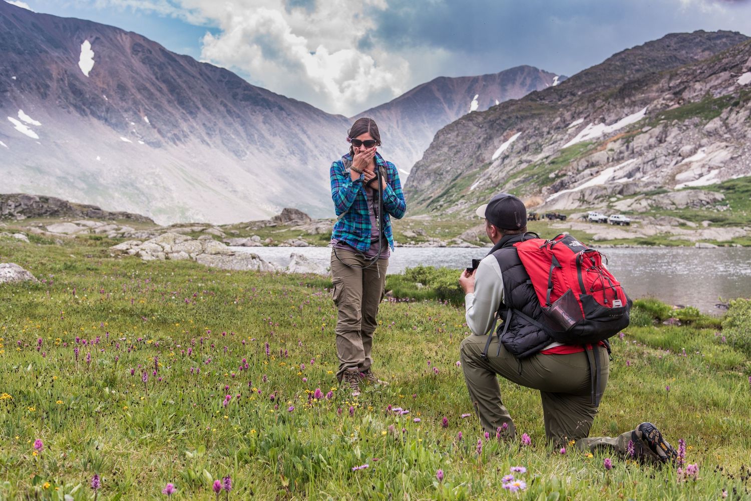 Marriage proposal near Breckenridge Colorado captured by a hidden photographer (summer)