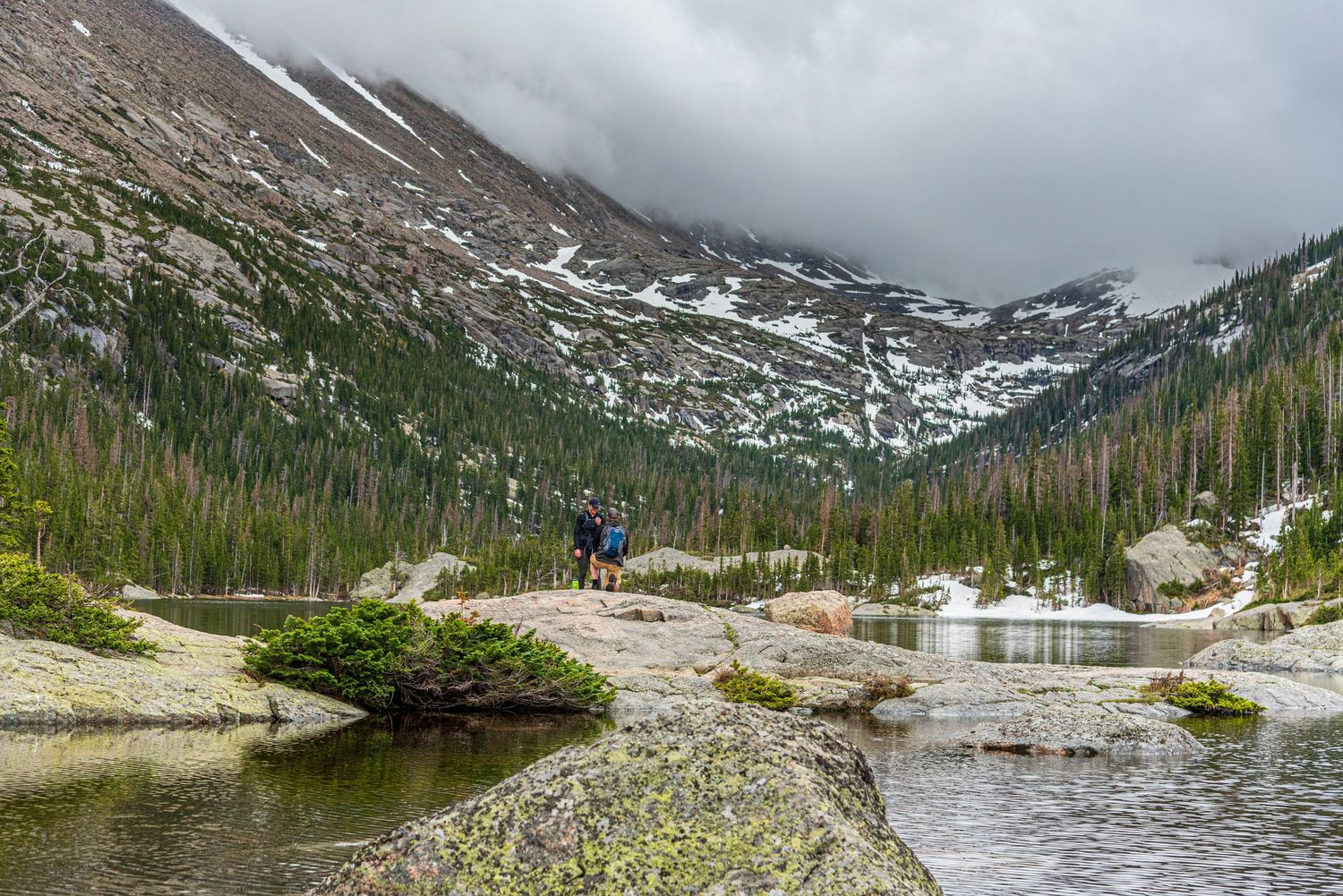 Surprise marriage proposal photographed at Mills Lake in Rocky Mountain National Park (RMNP - summer)