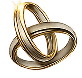 Two intertwined wedding rings symbolizing unity and marriage