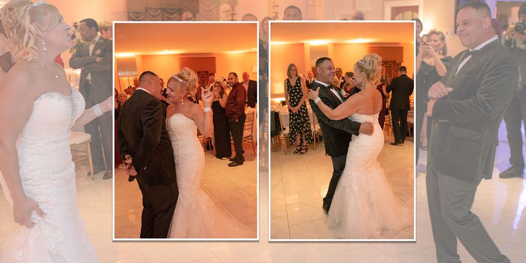 Bride and Groom dancing on wedding dance floor during energetic reception celebration in NYC
