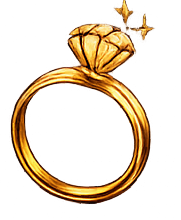 Gold engagement ring icon representing marriage and commitment