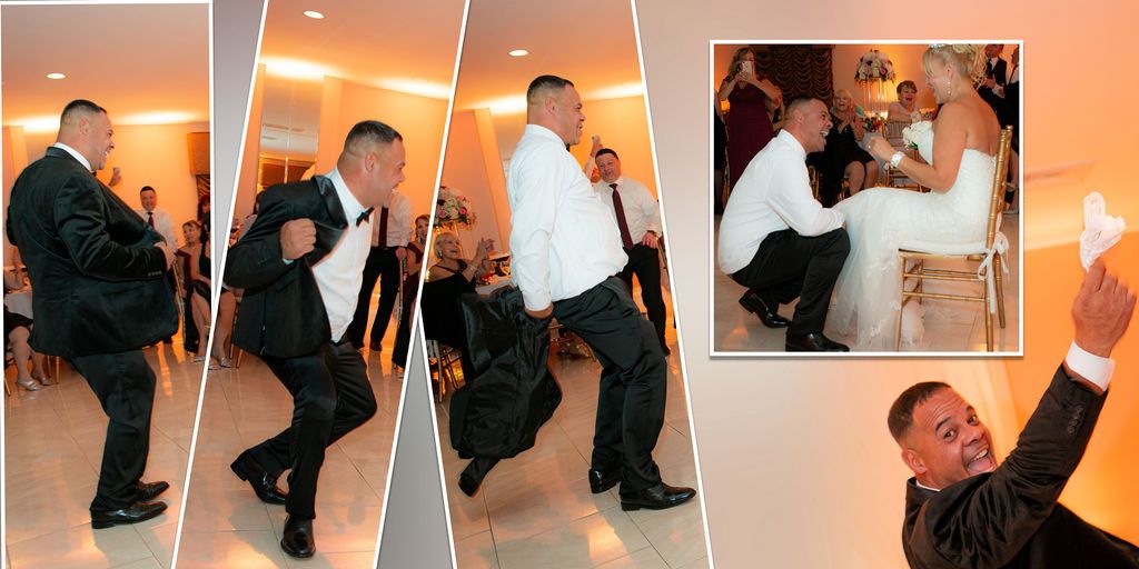 Groom dancing and celebrating during wedding reception in NYC with high energy and fun moments