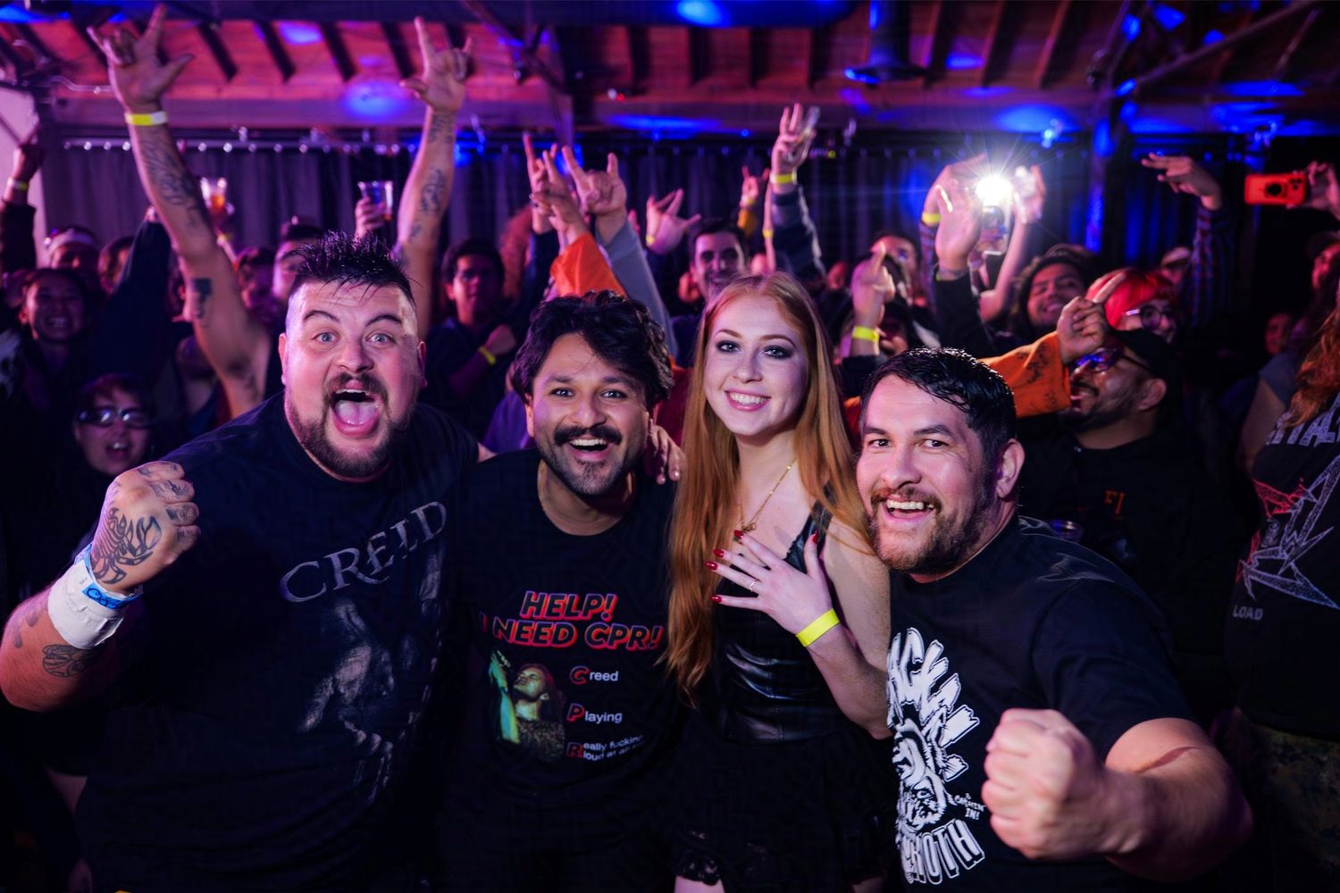 The circle6 wrestlers pose with the crowd for a photo to celebrate a mid-match wedding proposal (Creed Night at 1720)

© snapnon 2026