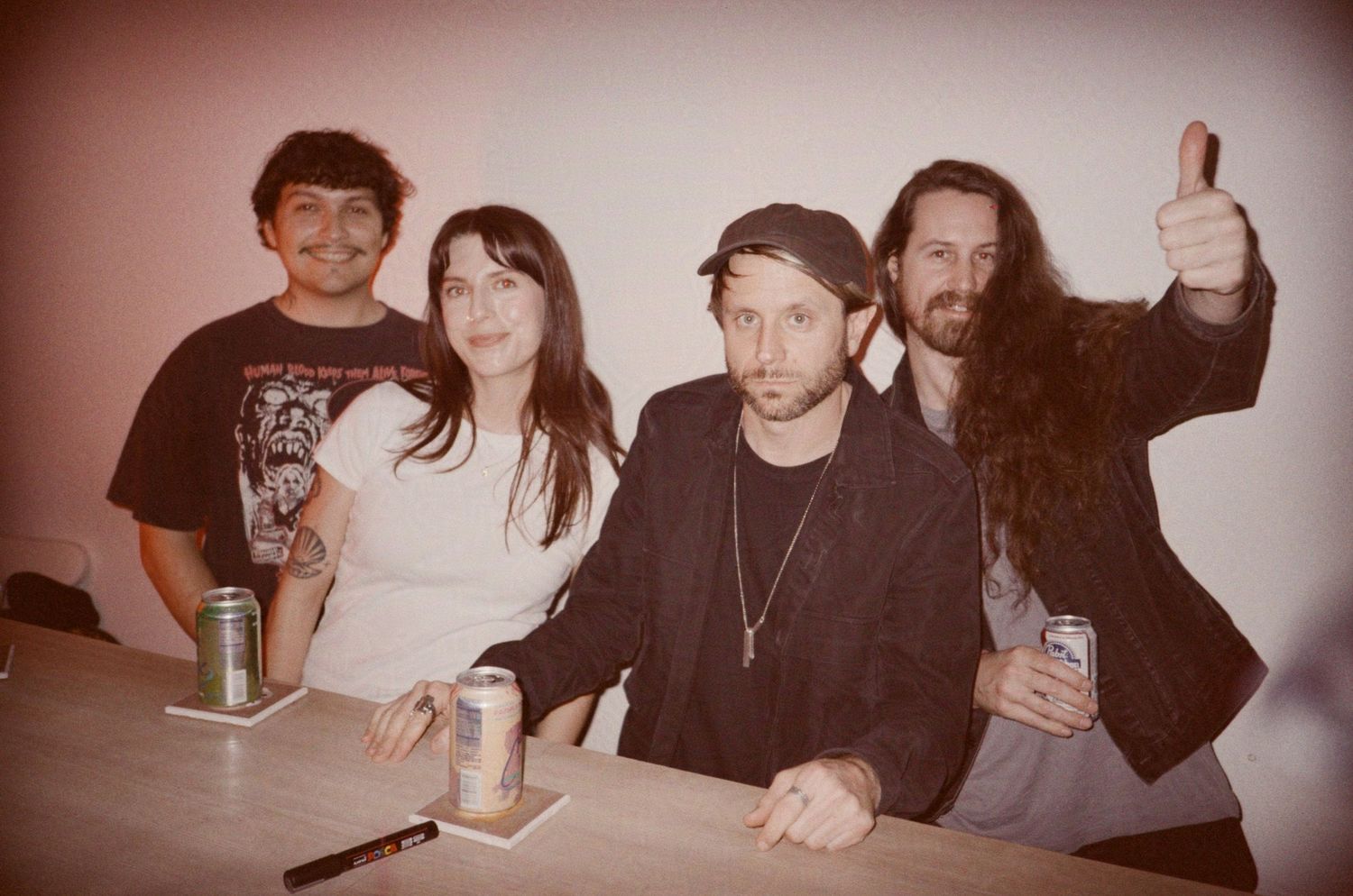 Members of the band HEALTH and their friends pose for a photo. (Health Album Release at ARK/8)

35mm film photo
© snapnon 2026