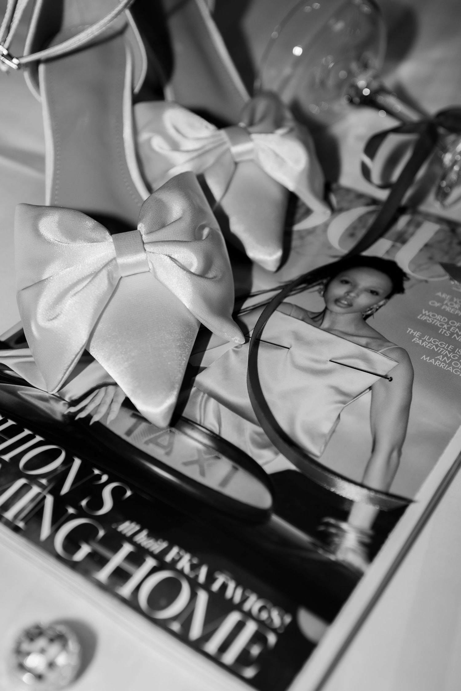 black and white detail wedding flt lay shot of vogue style image