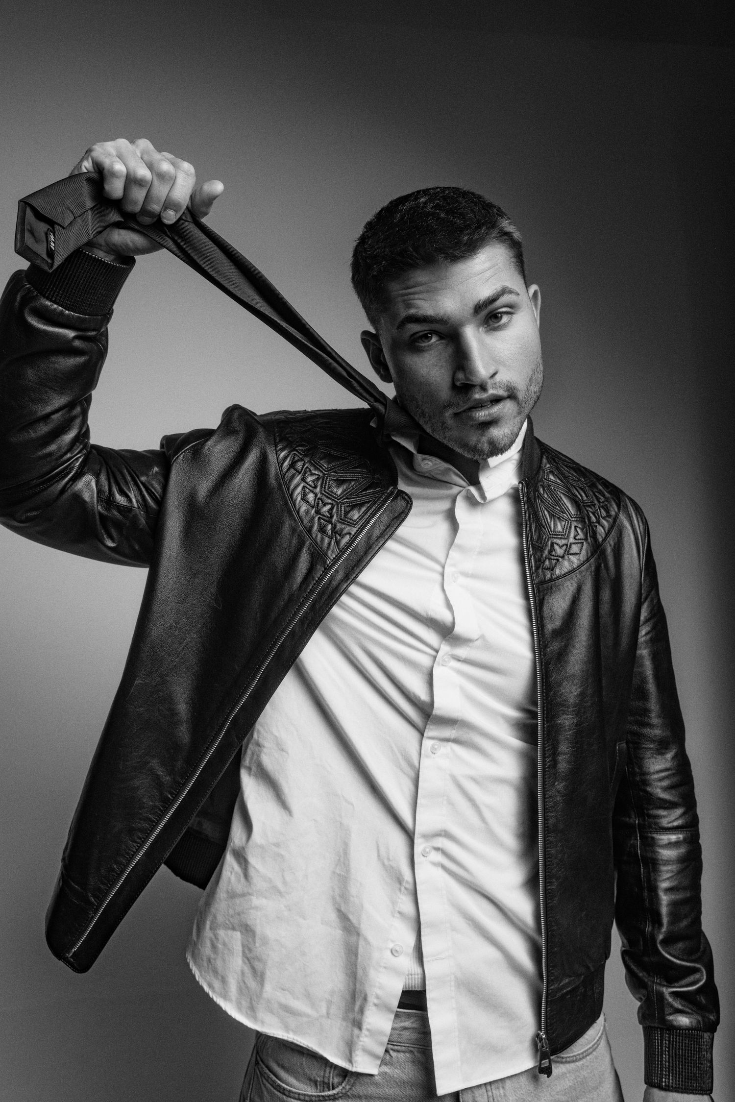 Fashion photography shot in a photo studio of high end male model