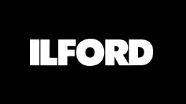 Ilford Logo, White writing with black back ground.