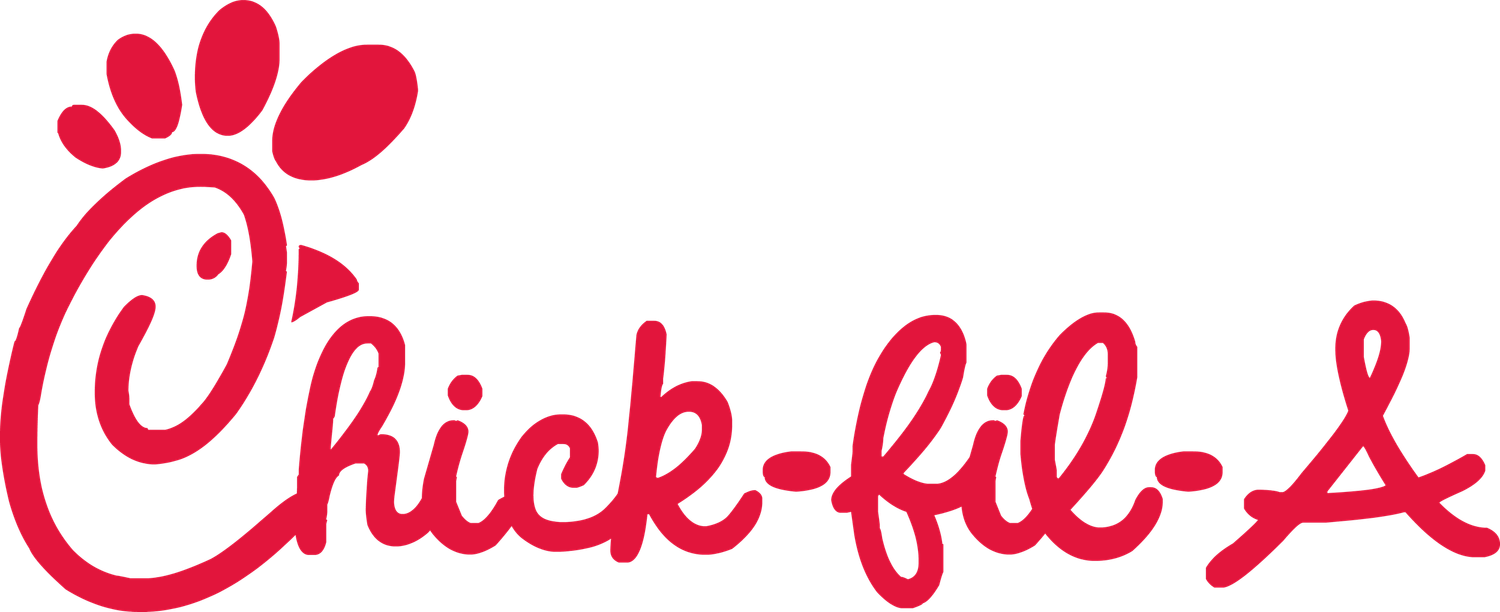 Chick-fil-A logo in red cursive script with iconic chicken head symbol on white background.