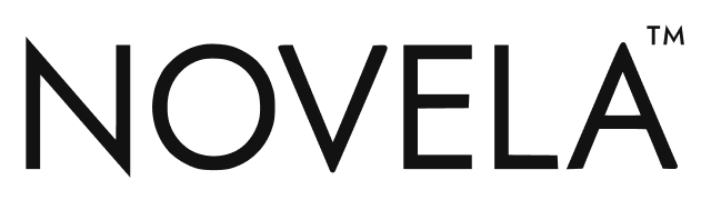 Novela brand logo in bold black serif font with trademark symbol on white background.