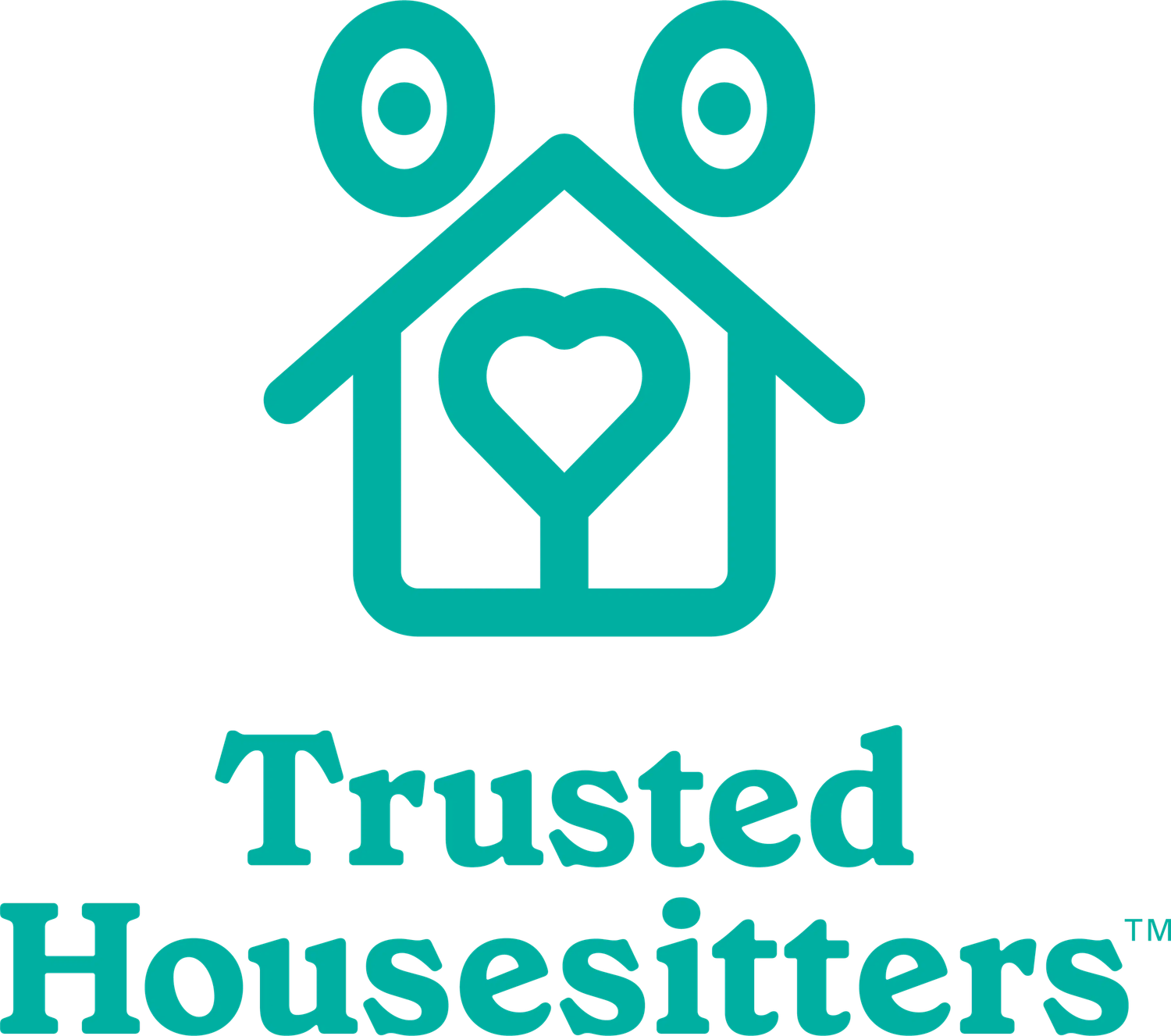 Logo designs showing various trusted service provider and housesitting brand marks in teal color.