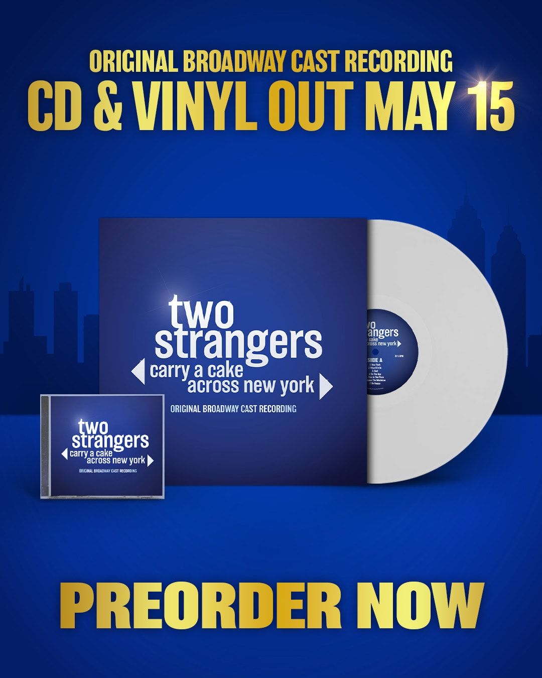 Social media post for the Two Strangers (Carry a Cake Across New York) album CD and Vinyl release