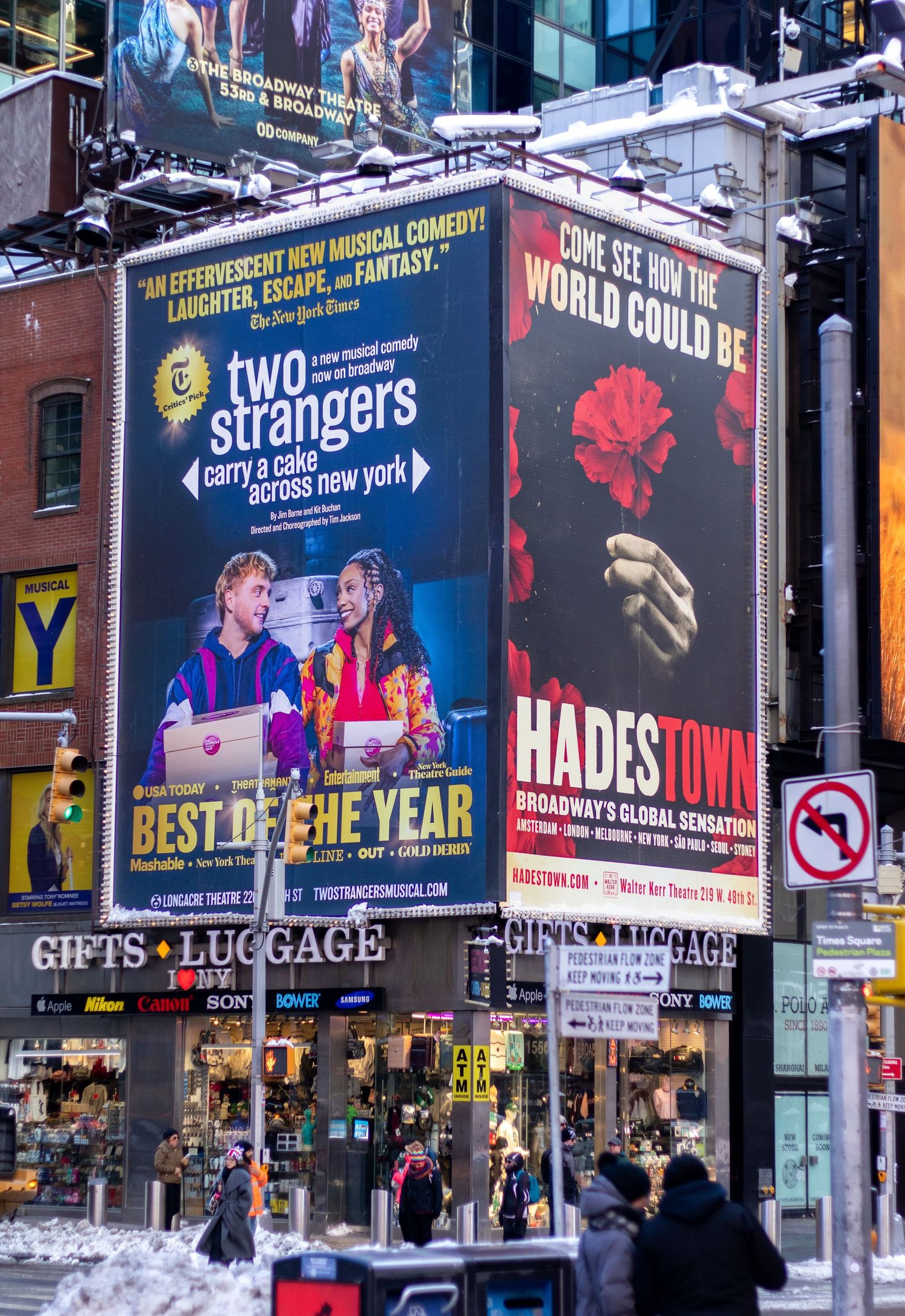 Billboard on 46th St for Two Strangers (Carry a Cake Across New York)