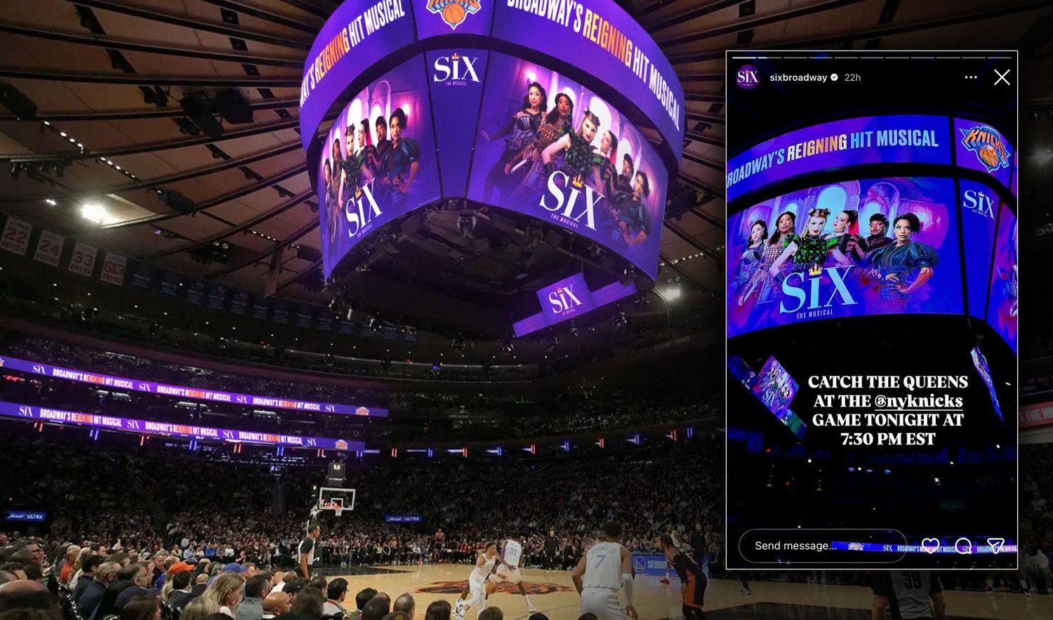 SIX the Musical display for the Knicks halftime show at Madison Square Garden