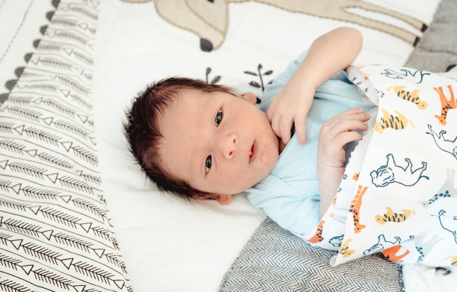 A baby boy in his crib in Westchester, NY.