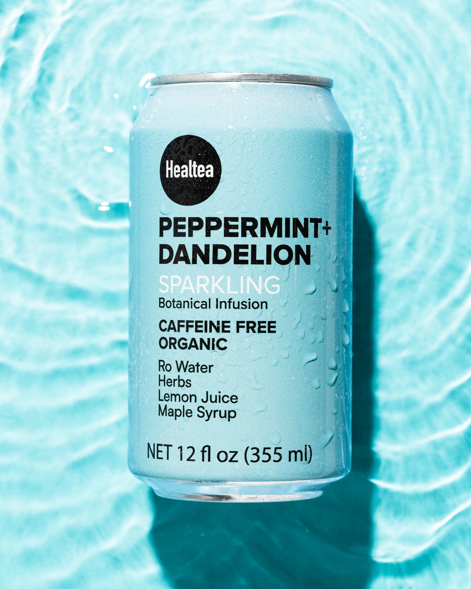 Peppermint Dandelion sparking tea taking a dip