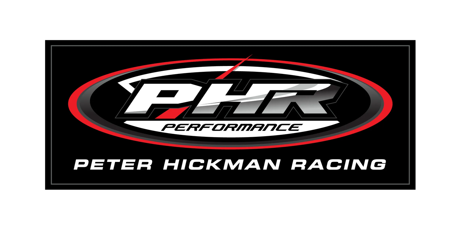 Collection of racing team logos on black background.