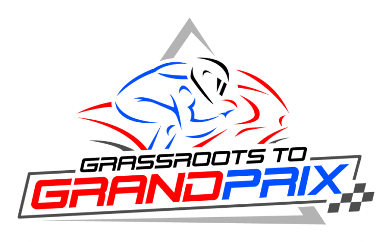 Minimalist racing logo design showing progression from grassroots to grand prix.