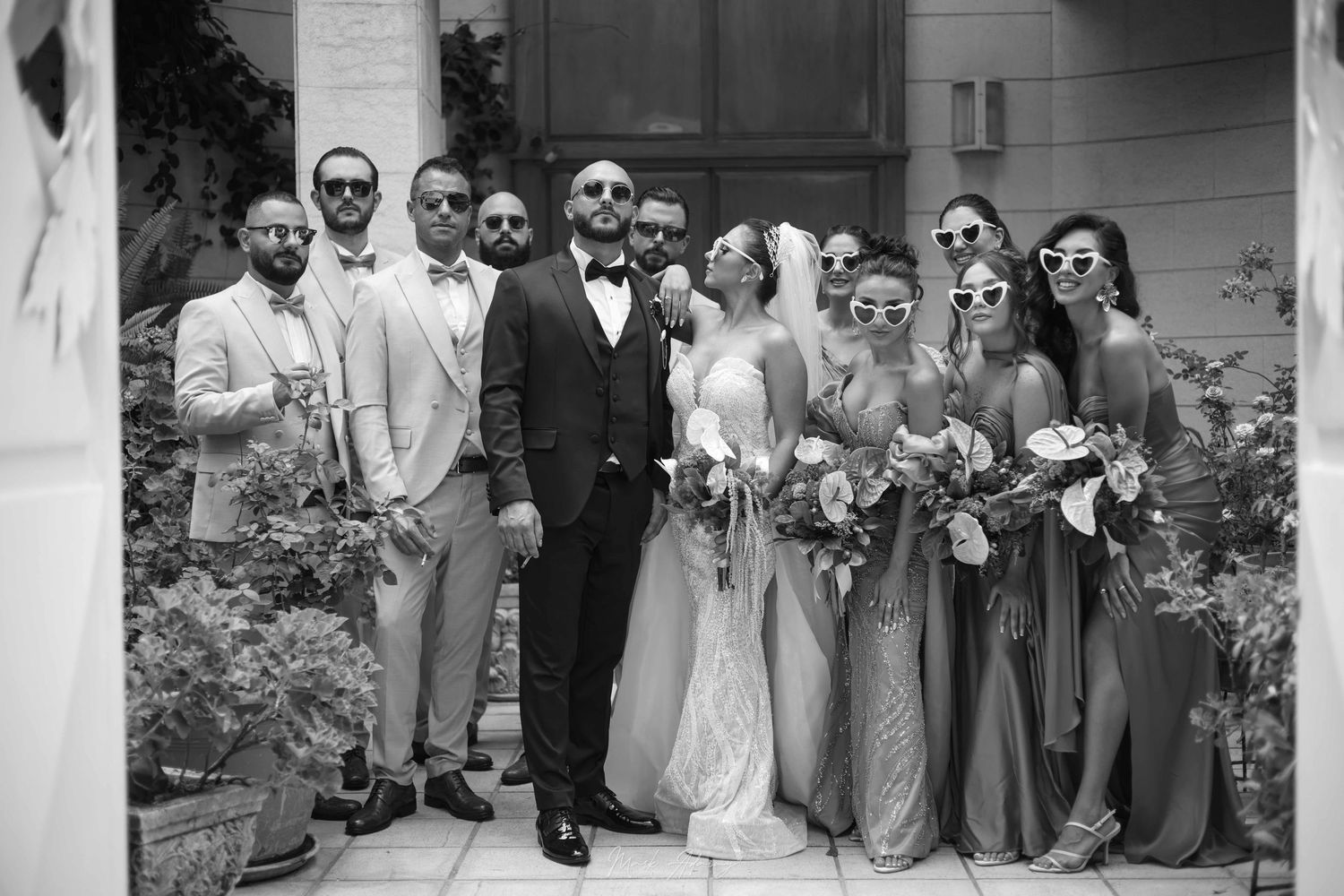 Lebanese bride and groom photoshoot with the squad