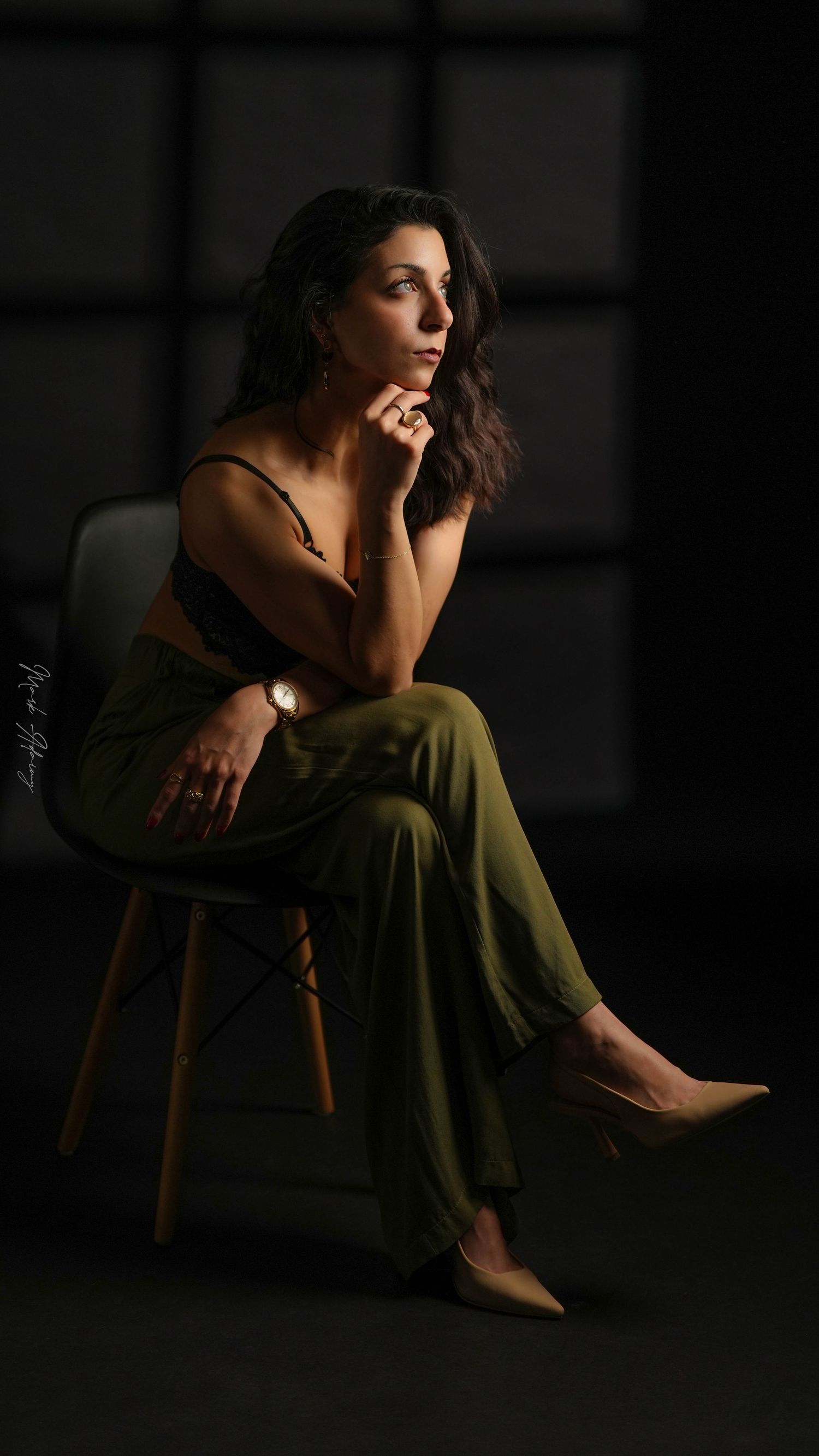 Lebanese young model on a chair at CMA Productions Beirut
