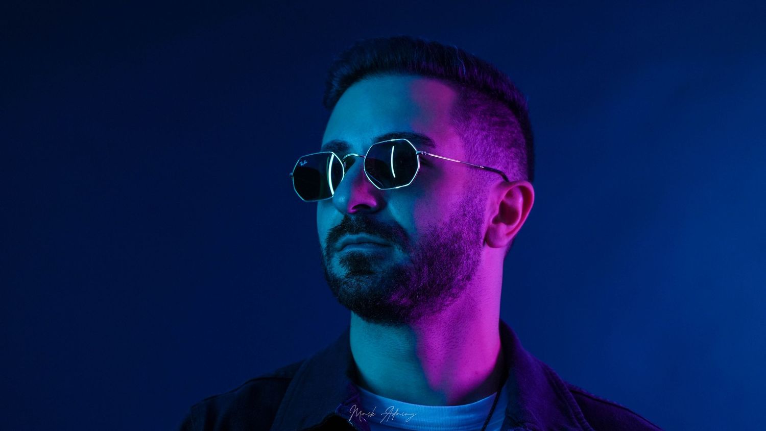 Lebanese young man with distinguished multicolor lighting at CMA Productions Beirut