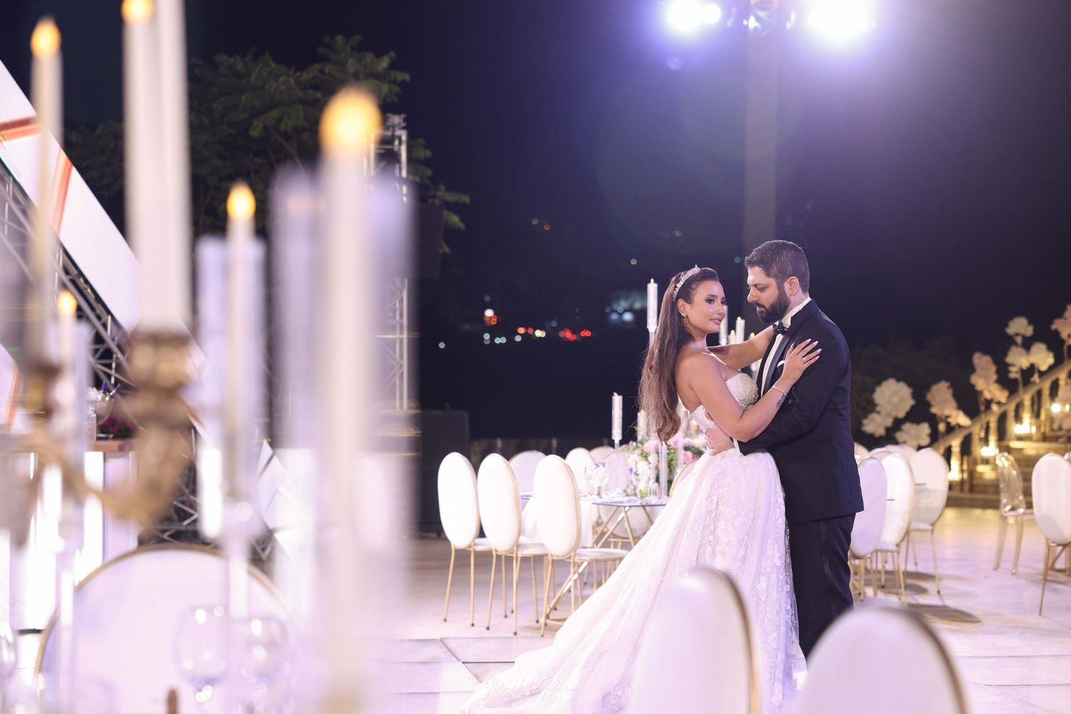 Luxury Lebanese wedding couple portrait with cinematic editorial style at Bourgeois Boheme Venue